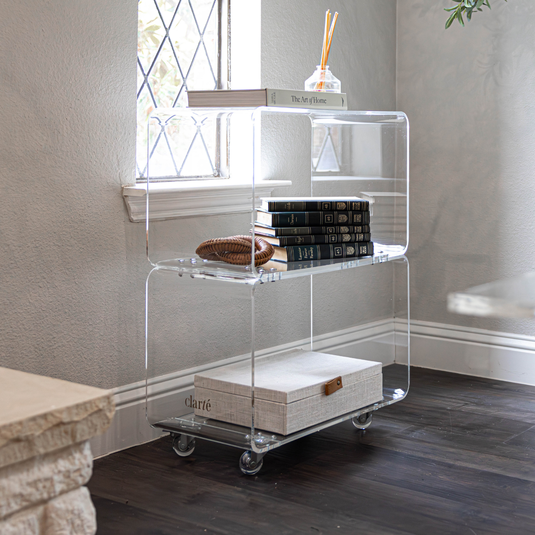 Clarté Acrylic Rolling Bar Cart