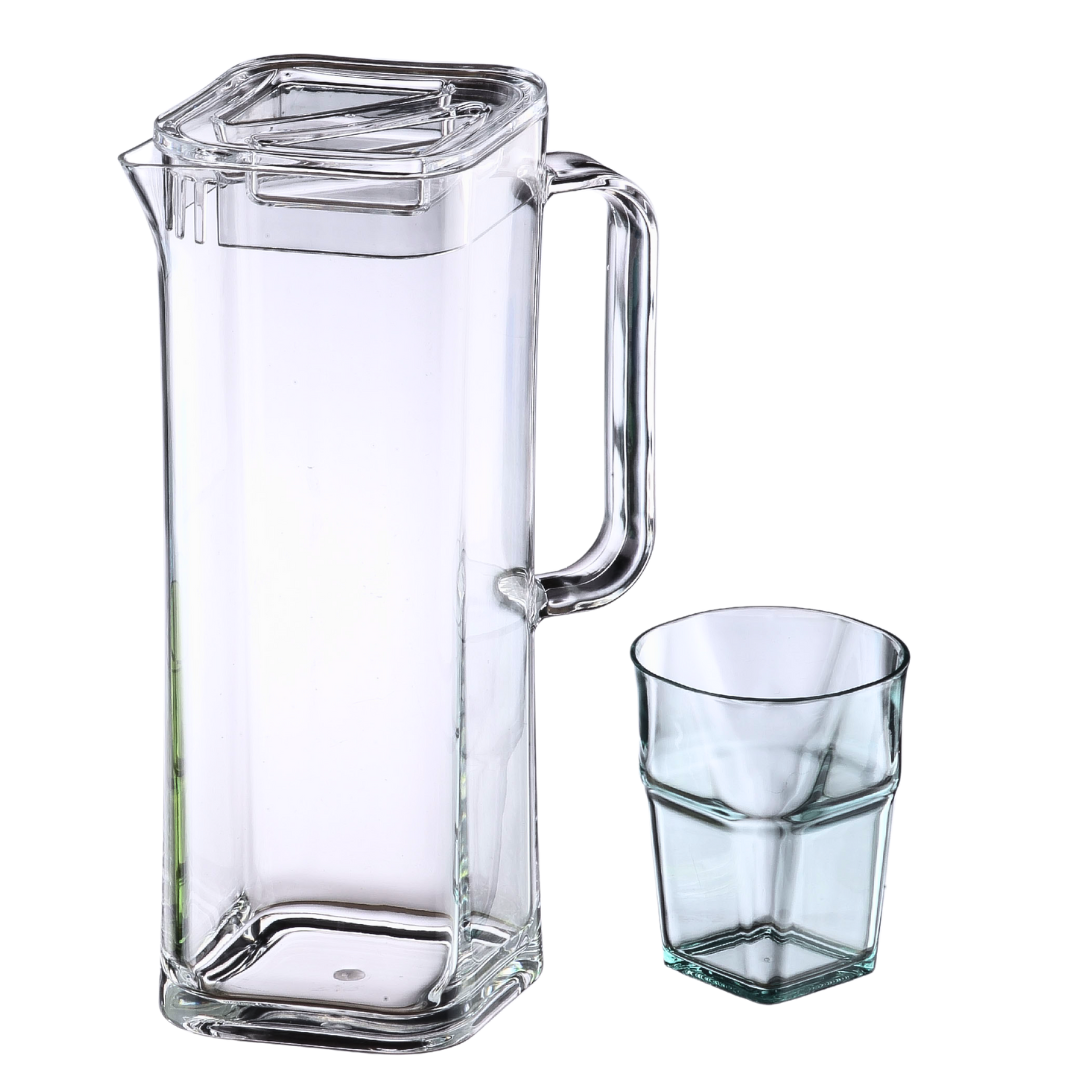 1.7 Liter Square Pitcher with 4 Nesting Tumblers