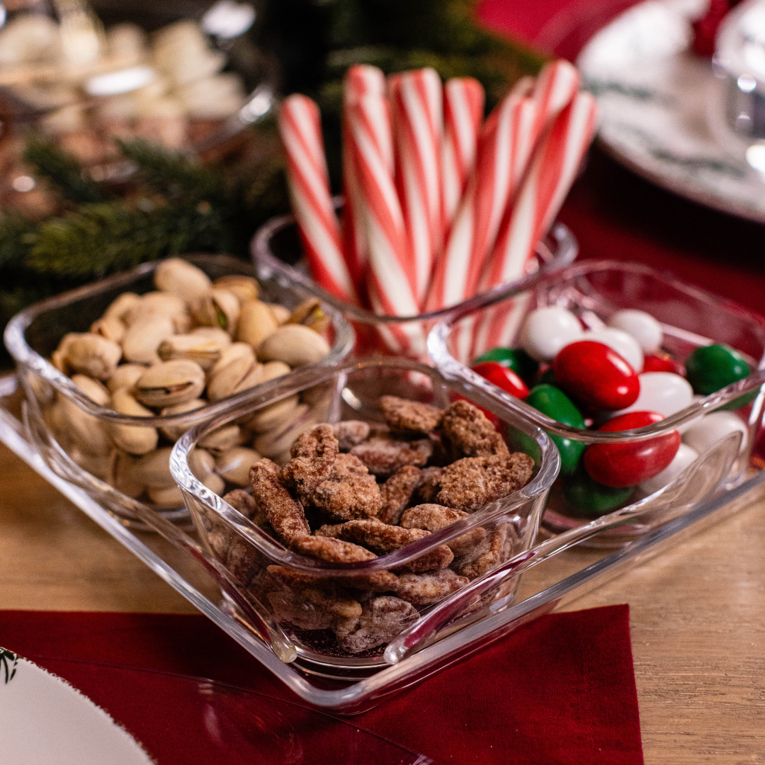 4 Piece Square Bowl with Tray and Spoons