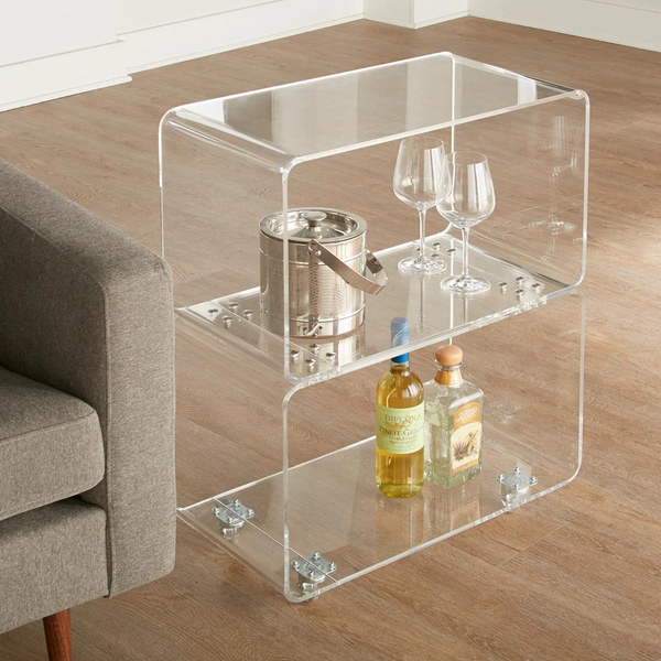 Clarté Acrylic Rolling Bar Cart