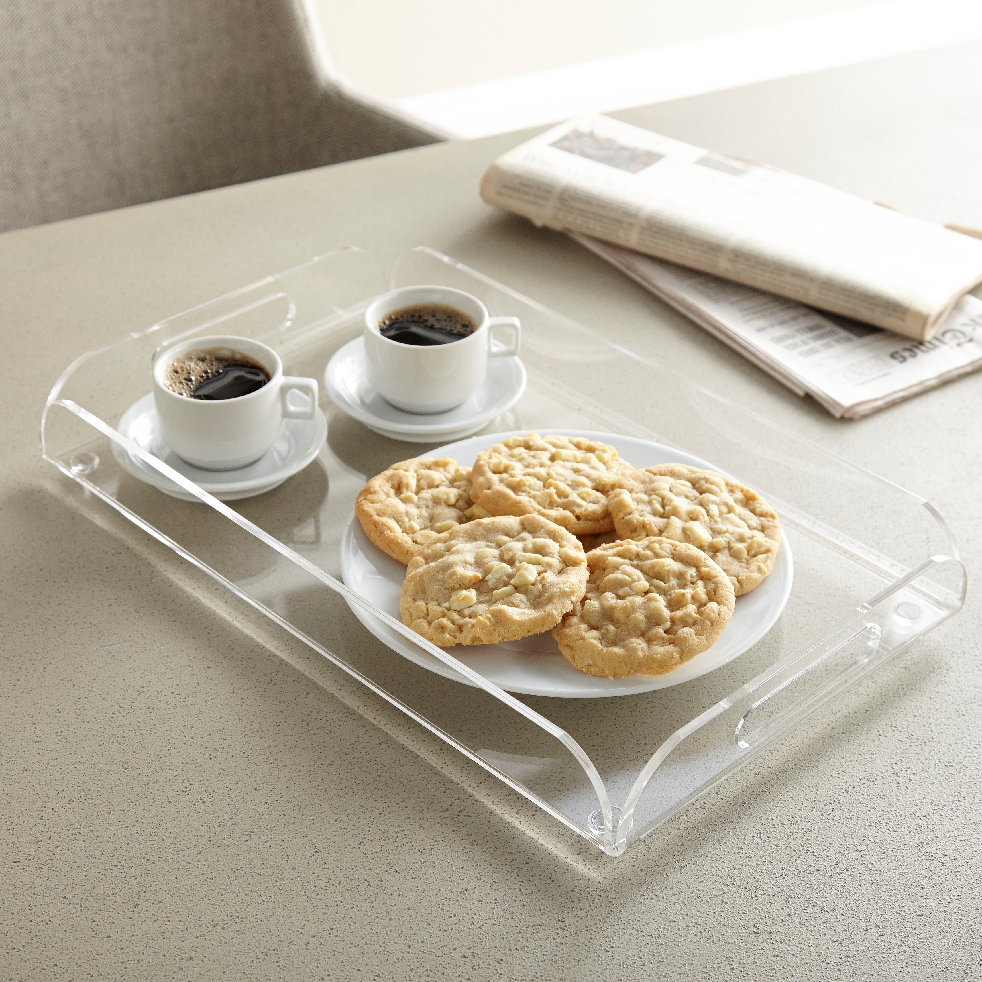 Acrylic Serving Platter Tray with Handles