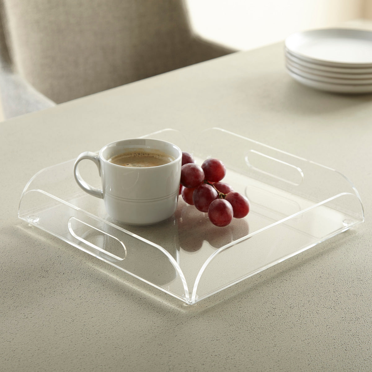 Acrylic Serving Platter Tray with Handles