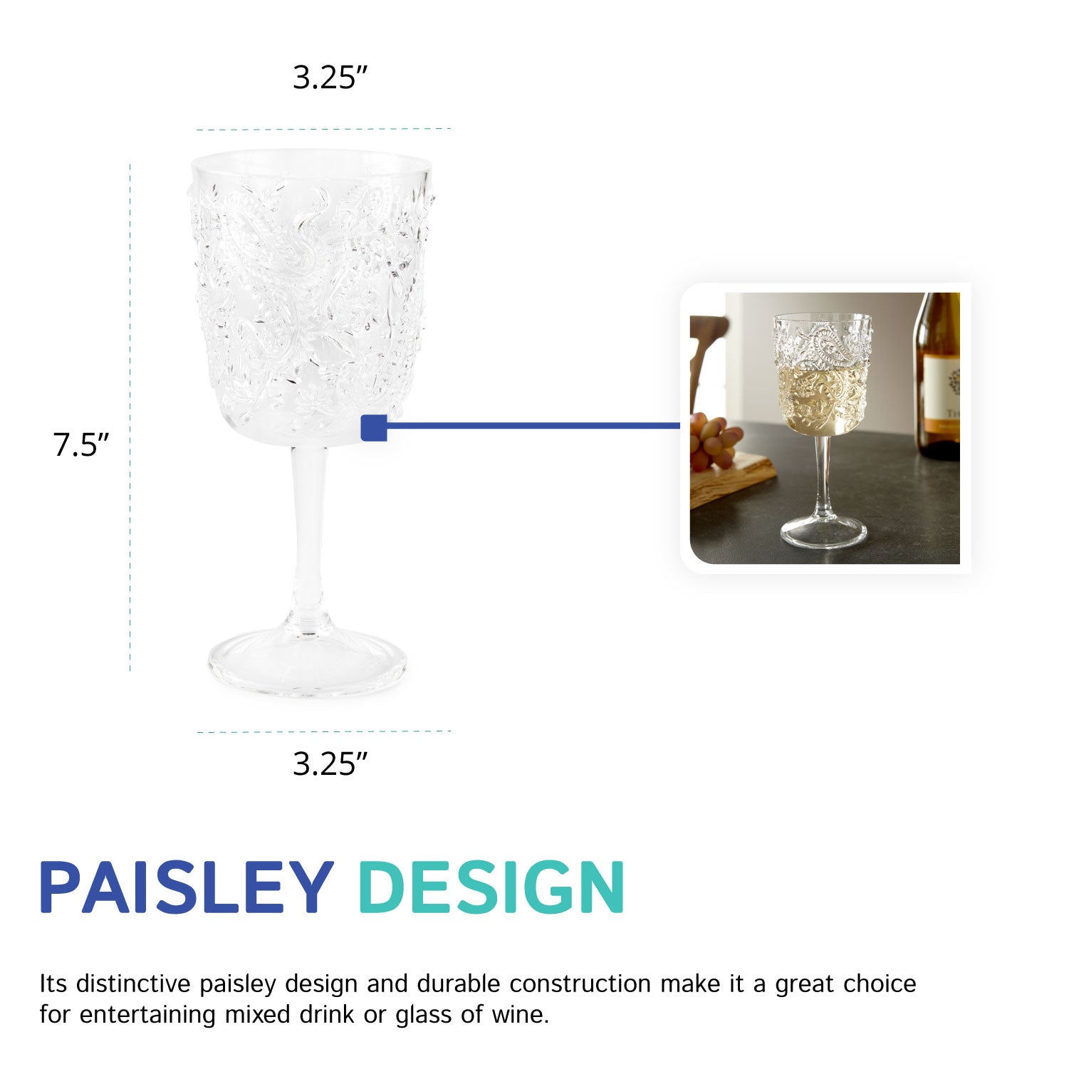 Paisley Stemmed Glass